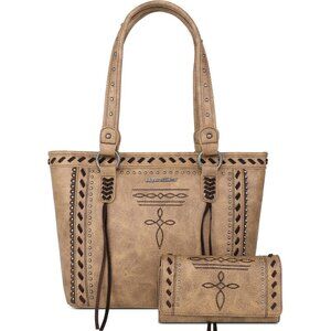 Women's Tan Vegan Leather Spiritual Wallet Collection Western Shoulder HandBag